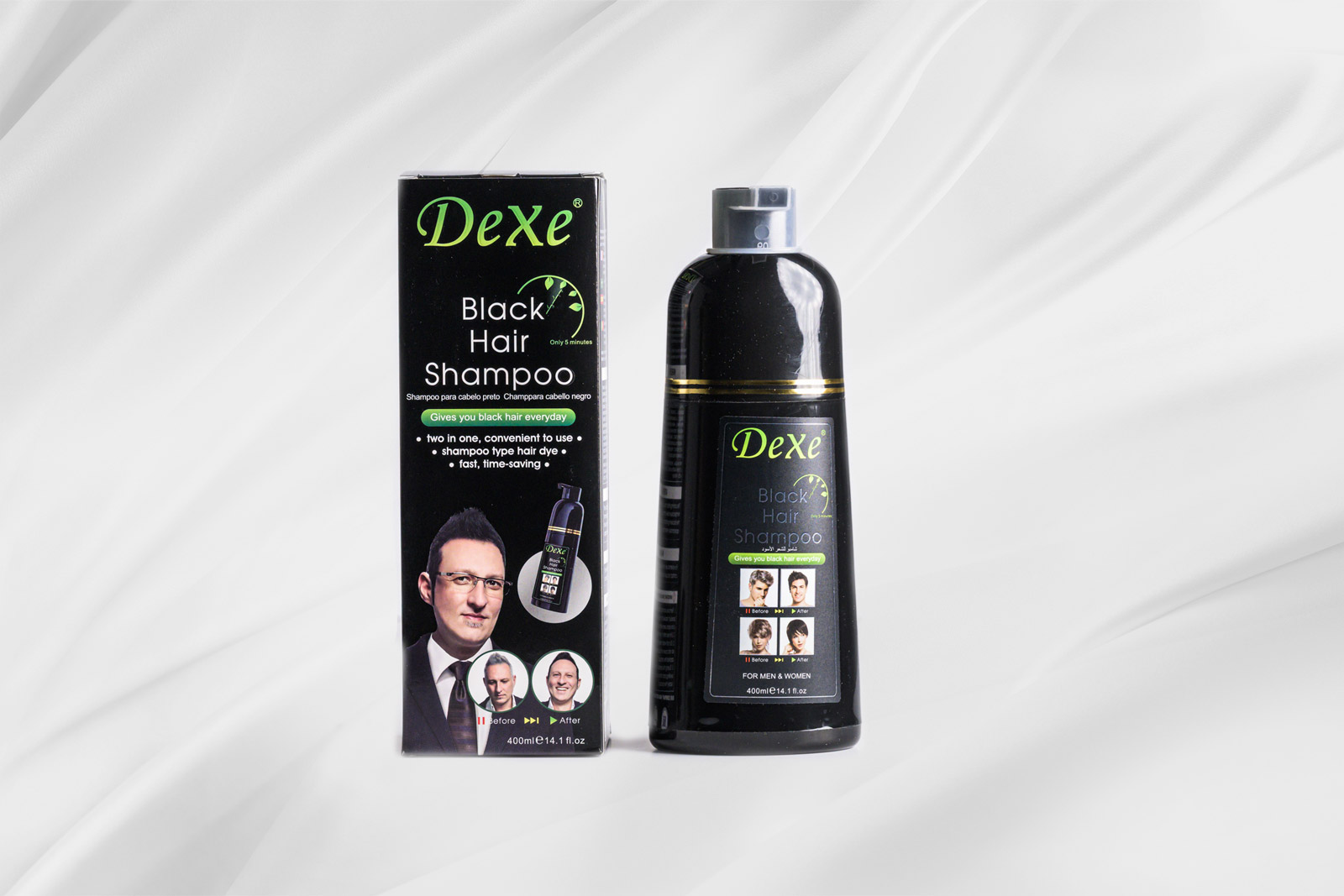 Ekologisk Naturlig Svart Hårfärgning 400ml – Dexe Växtessens Schampo